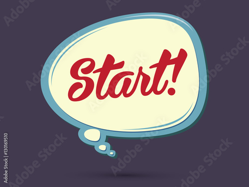 Start text in balloons graphic vector.