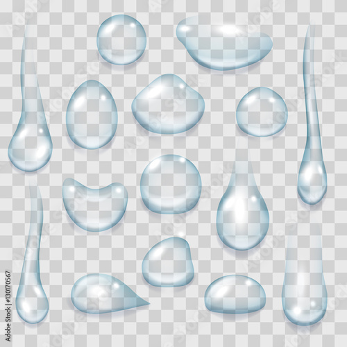 Clear water drop set. Vector drops isolated on transparent background photo