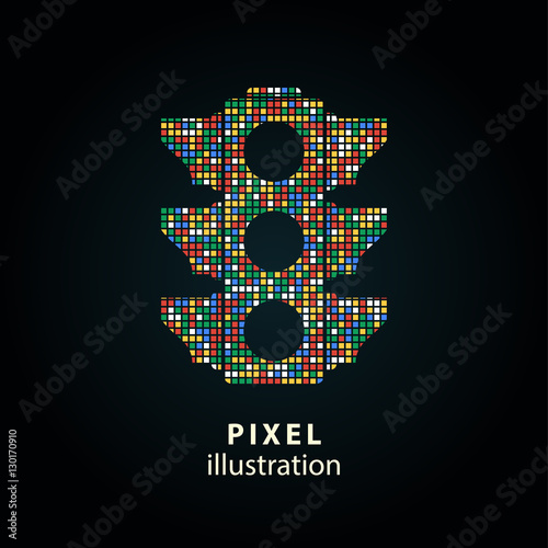 Traffic light - pixel illustration.