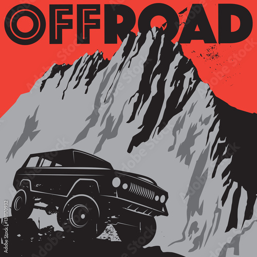 Classic off-road suv car sign or symbol