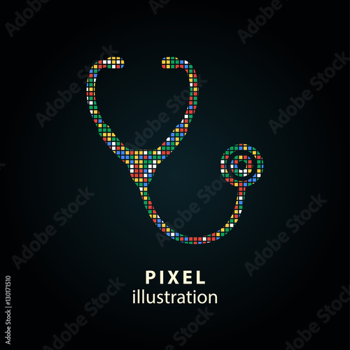 Stethoscope - pixel illustration.