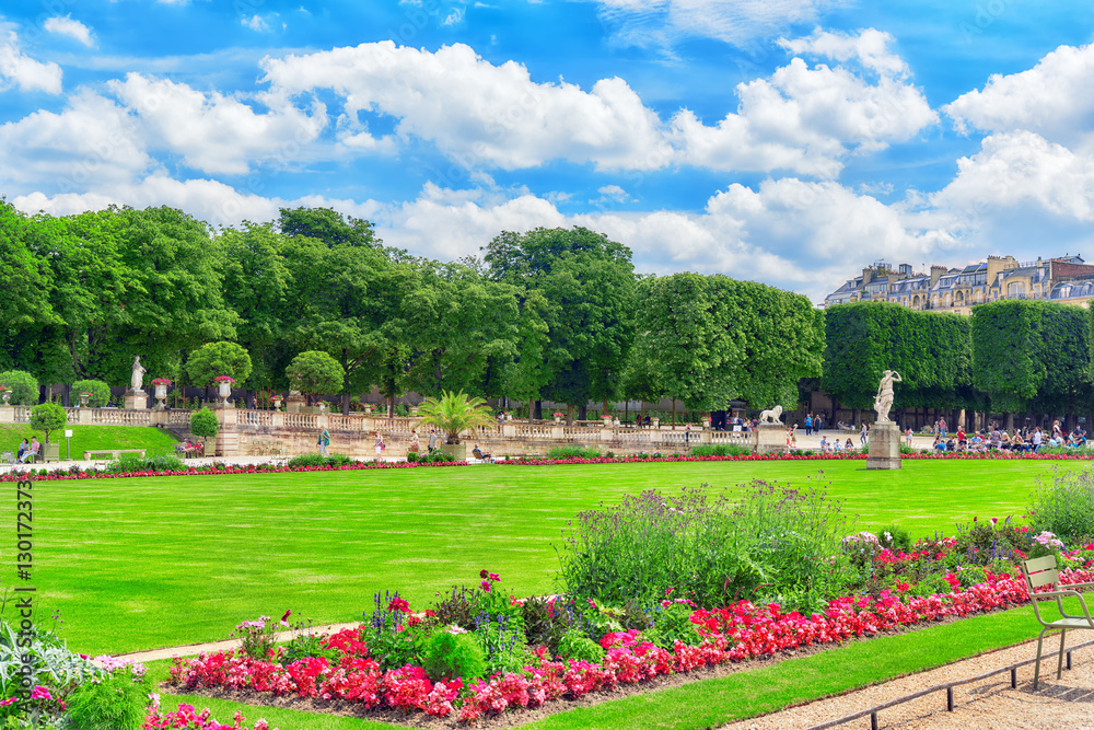 PARIS, FRANCE - JULY 08, 2016 : Luxembourg Palace and park in Pa