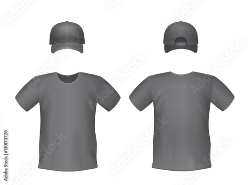 Black men's t-shirts and baseball cap template.