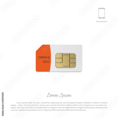 SIM card on a white background. Object of smartphone to make cal