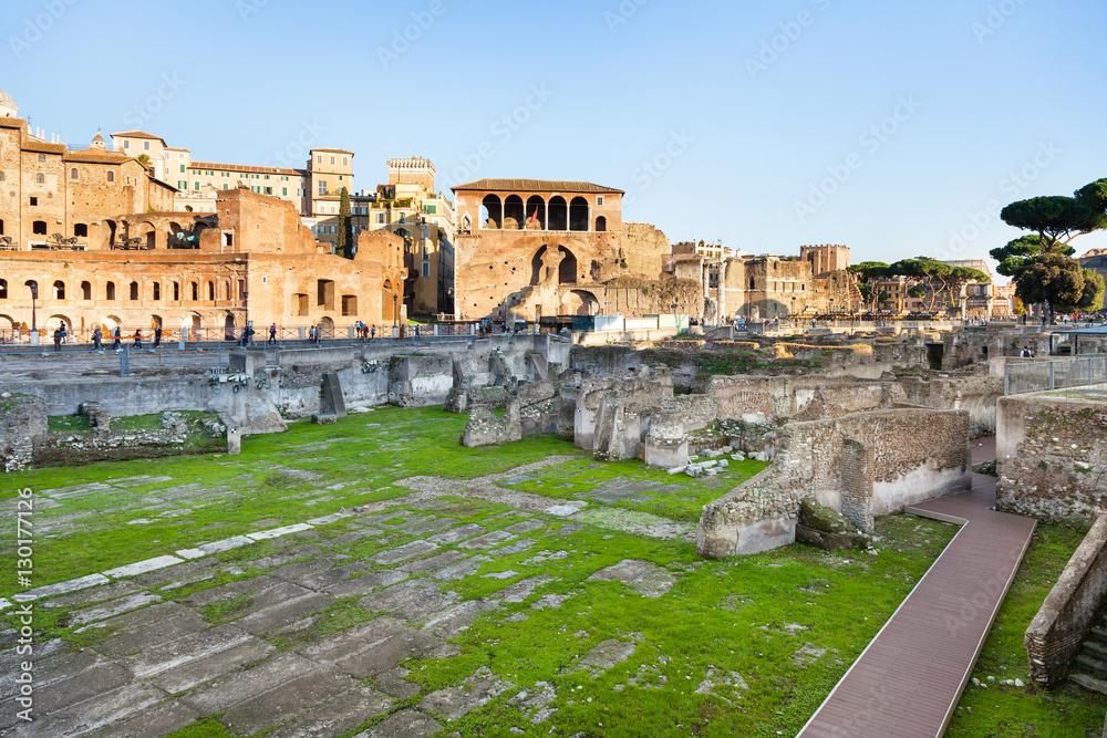 remains of Trajan's Forum in Rome city