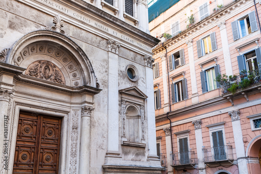doors of Santa Chiara Church in Rome city