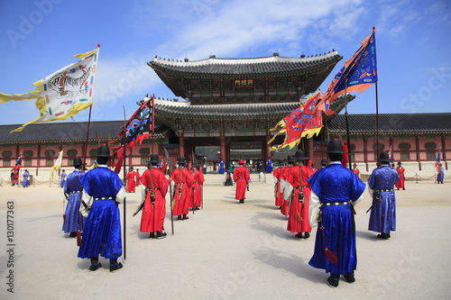 Changing of the guards, Gyeongbokgung Palace (Palace of Shining Happiness), Seoul, South Korea photo