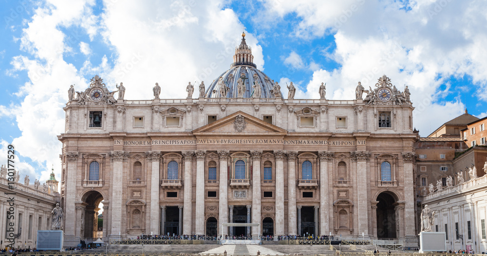 front view of St Peter's Basilica in Vatican