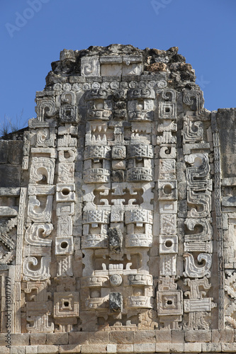 Chac Rain God masks, Nuns Quadrangle, Uxmal, Mayan archaeological site, Yucatan, Mexico photo