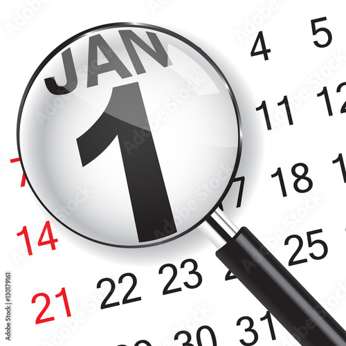 1 January calendar with magnifer.