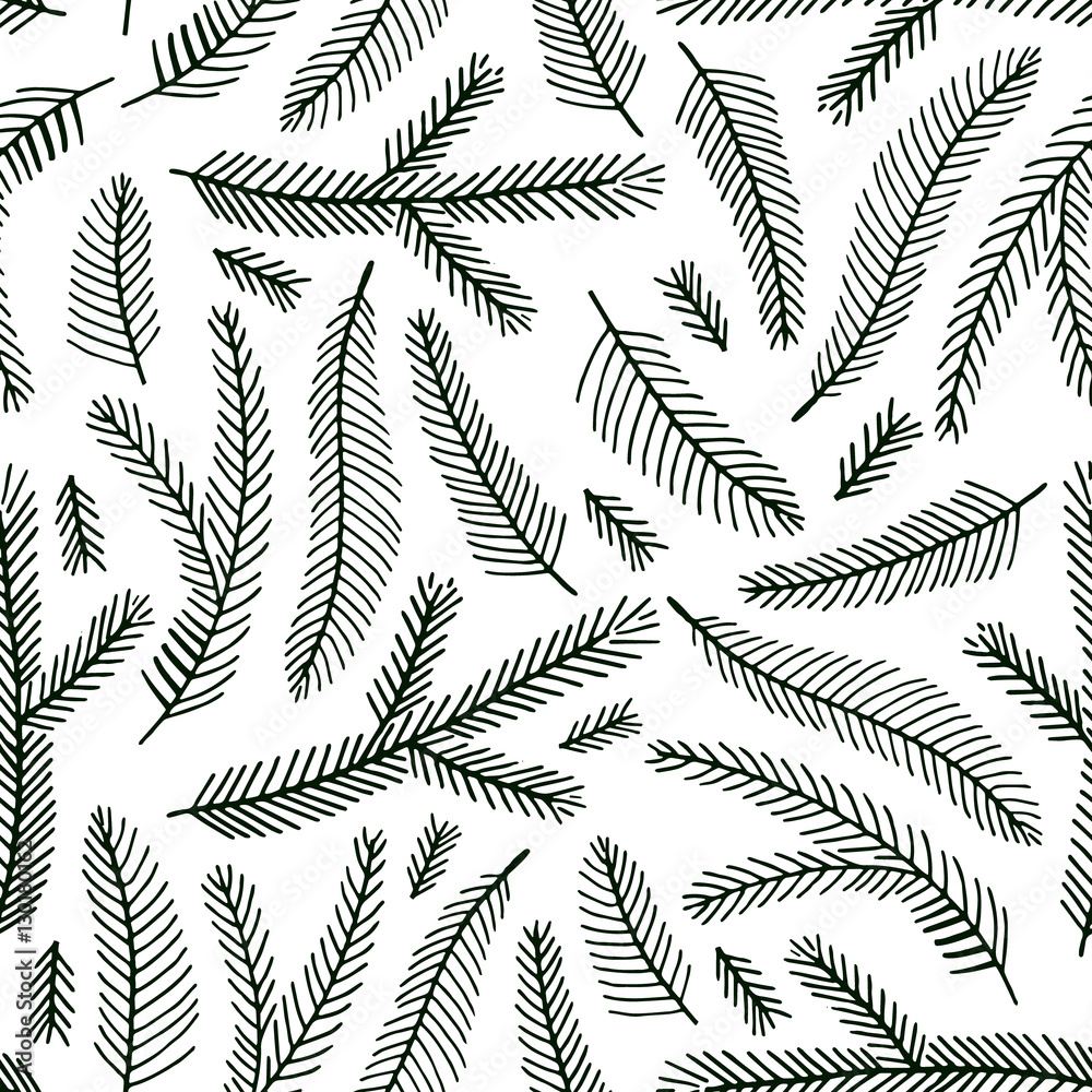 Seamless pattern with fir branches.