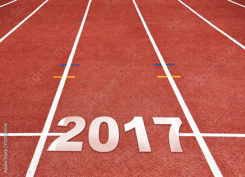 Number 2017 on Run Track, Business Success or Motivation for 2017 Year Concept