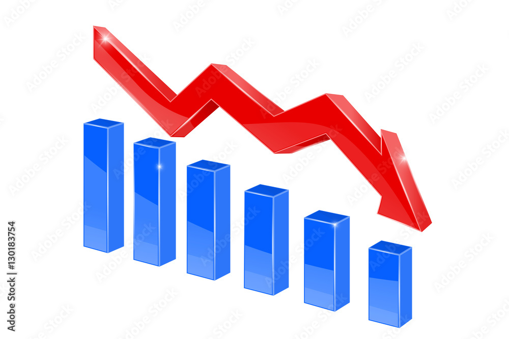 Financial chart, red indication arrow Financial chart, red indication arrow