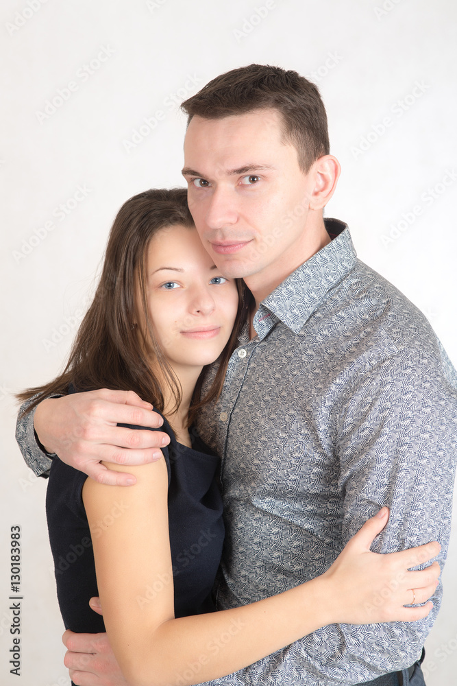 portrait of hugging couple portrait of hugging couple