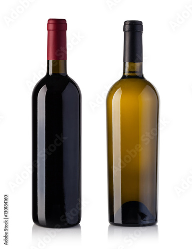 red and white wine bottle