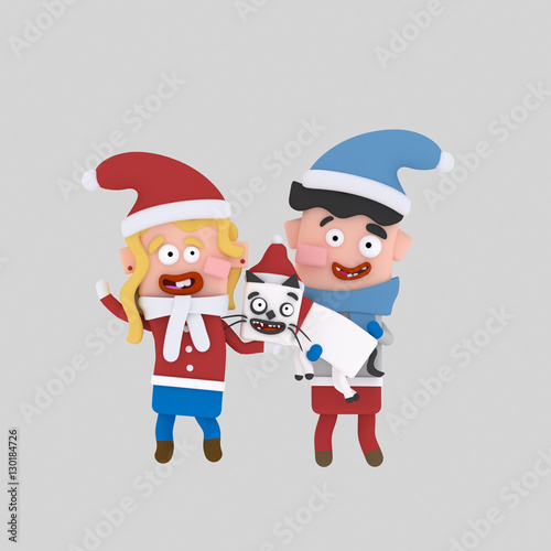 Santa Kids with pet cat.

Custom 3d illustration contact me!