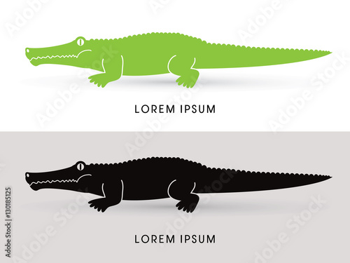 Crocodile side view graphic vector.