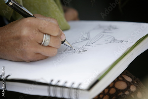 Woman drawing St. Peter's Basilica, Rome, Lazio