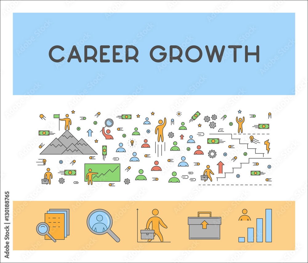 Vector line web concept for career growth.