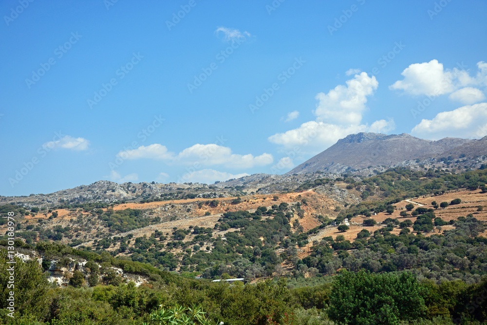 View of the mountainous countryside near Margarites, Crete.
