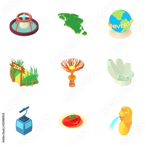 Country Singapore icons set. Cartoon illustration of 9 country Singapore vector icons for web