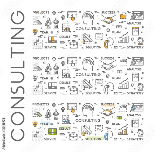 Vector line web concept for consulting