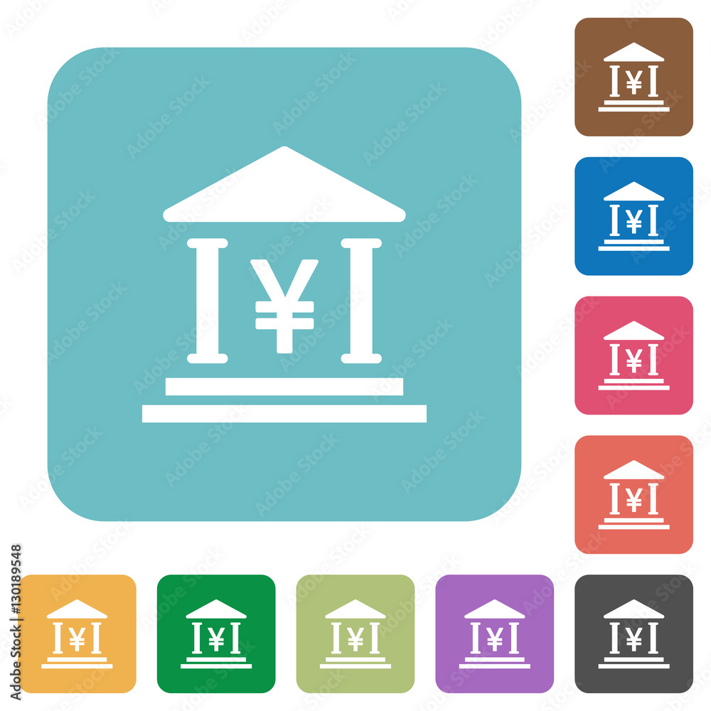 Yen bank square flat icons