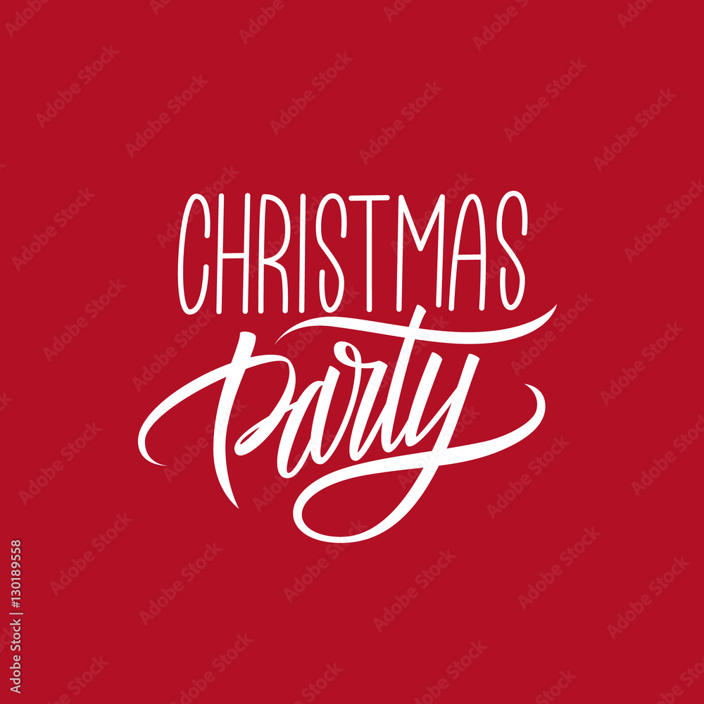Christmas Party calligraphic lettering design card template. Creative typography for holiday greetings. Vector illustration.