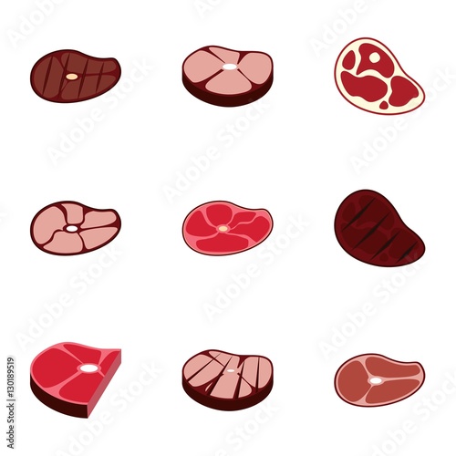 Veal icons set. Flat illustration of 9 veal vector icons for web
