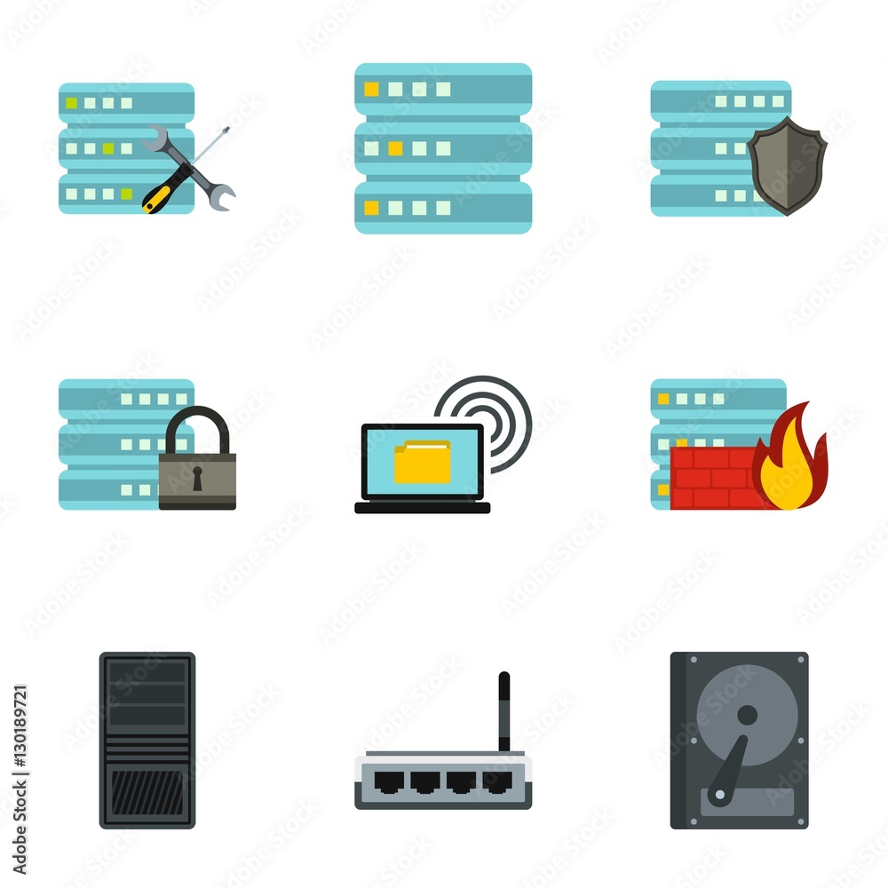Data icons set. Flat illustration of 9 data vector icons for web