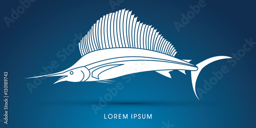 Sailfish, silhouette graphic vector.