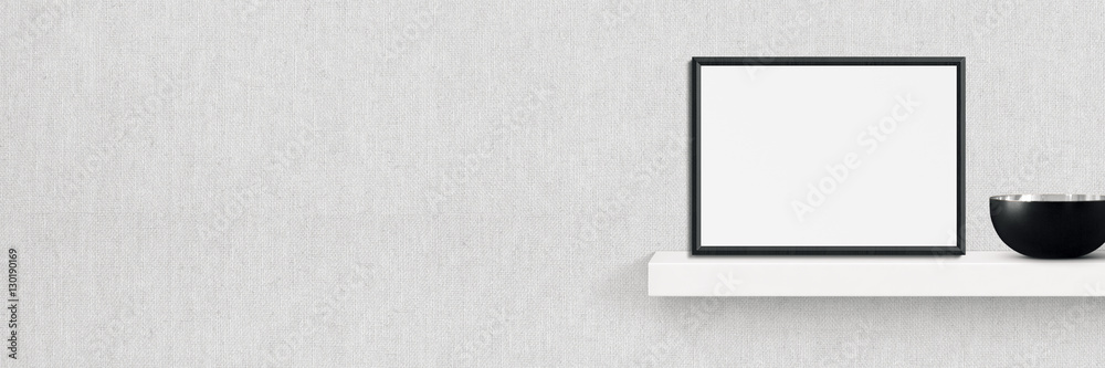 Shelf with frame and bowl - backround for your text Shelf with frame and bowl - backround for your text