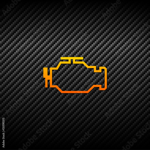 Vector check engine icon on carbon background