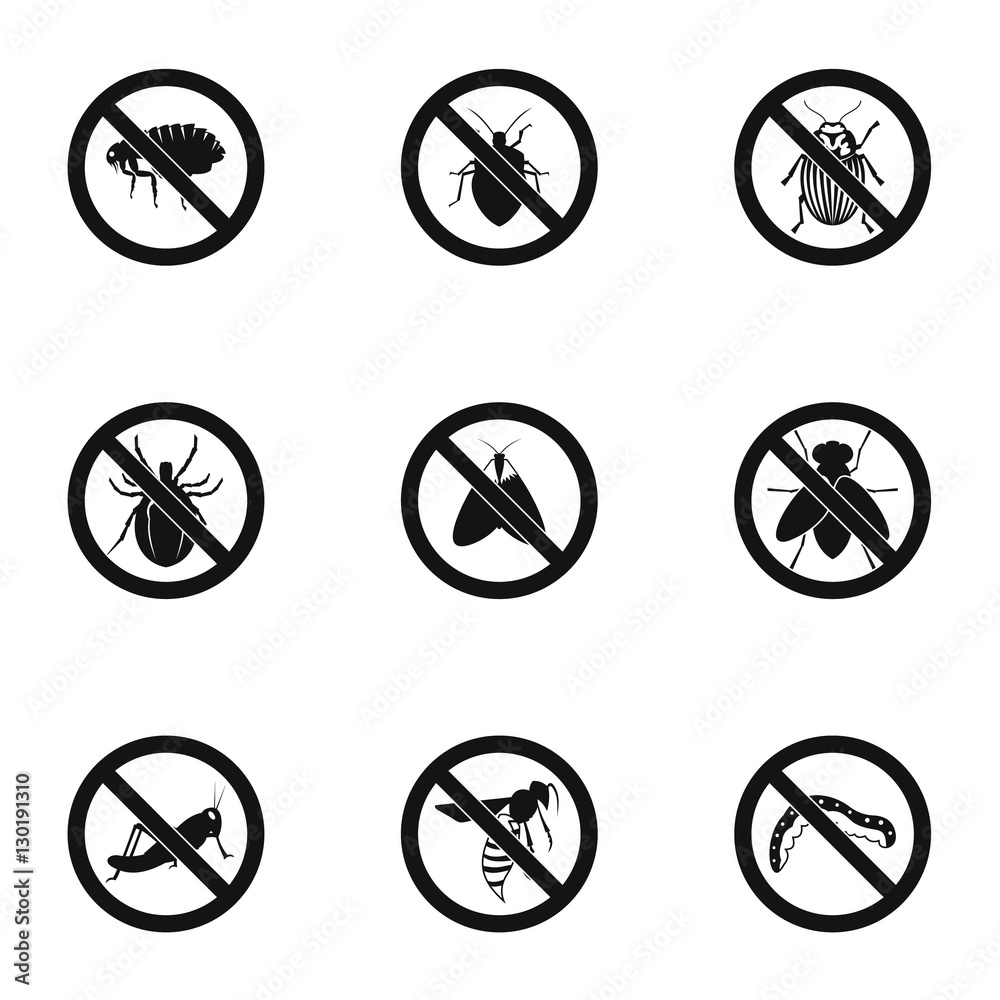 Insects sign icons set. Simple illustration of 9 insects sign vector icons for web Insects sign icons set. Simple illustration of 9 insects sign vector icons for web