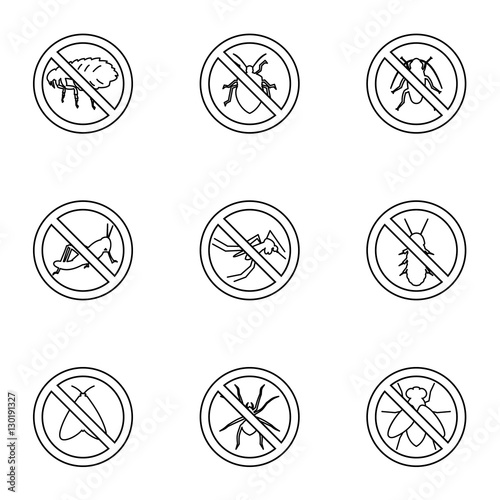 Insects icons set. Outline illustration of 9 insects vector icons for web