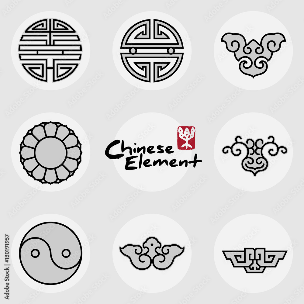 China traditional auspicious icons pattern set China traditional auspicious icons pattern set
