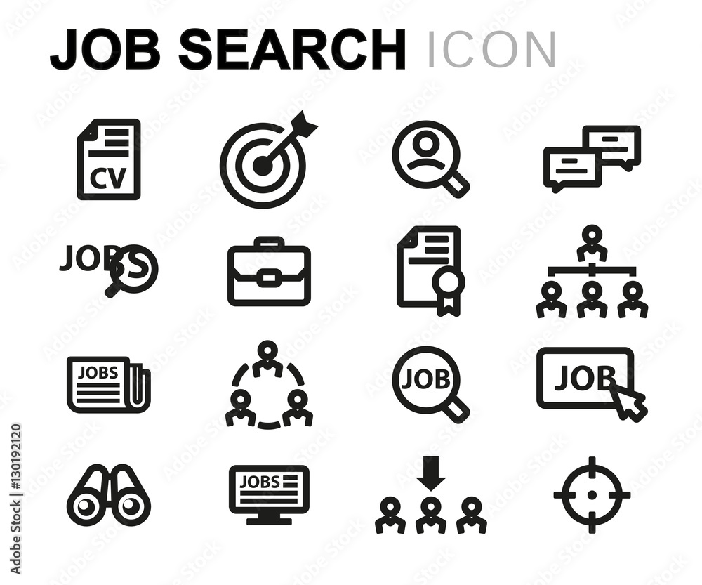 Vector line job search icons set