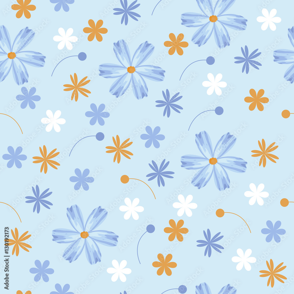 vector seamless floral pattern in blue tones vector seamless floral pattern in blue tones