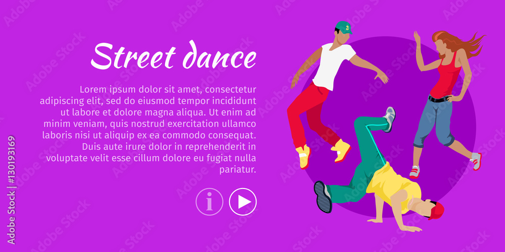 Street Dance Concept Flat Style Vector Web Banner Street Dance Concept Flat Style Vector Web Banner