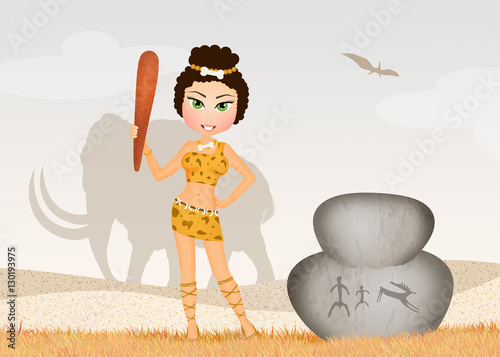 Fotografie primitive girl with clave