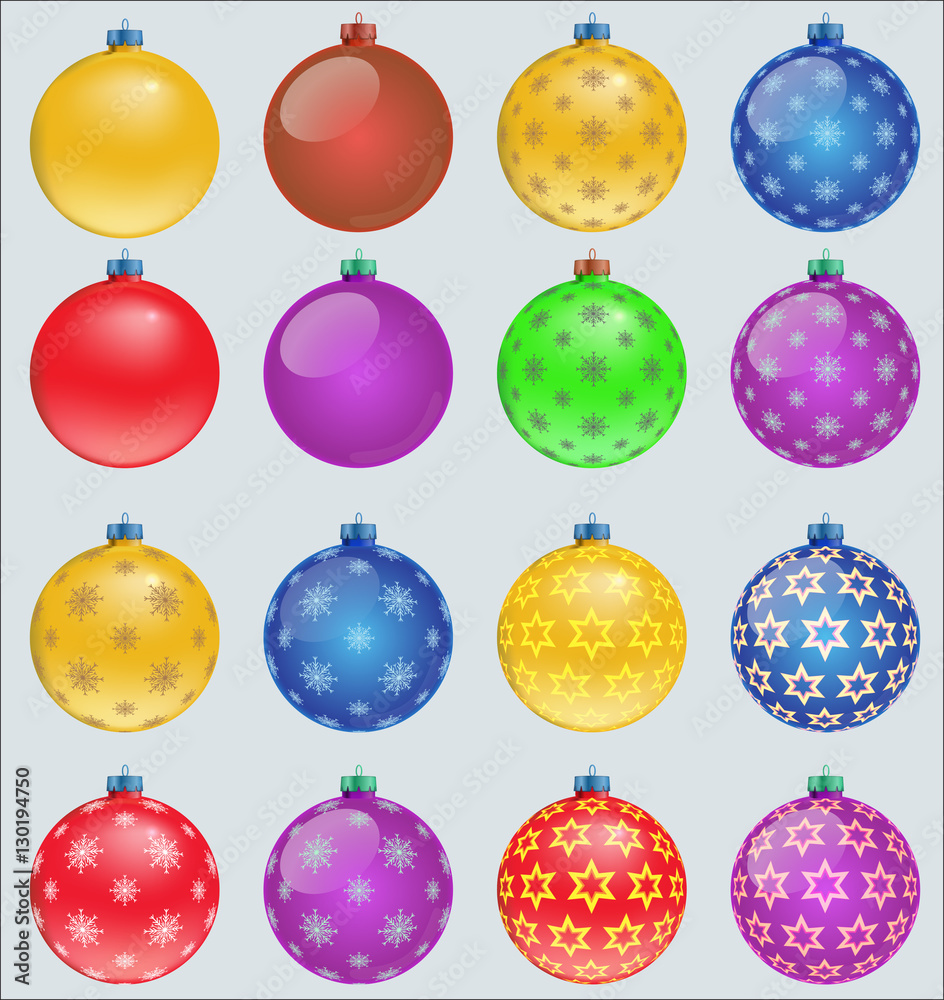 set of colorful christmas balls set of colorful christmas balls