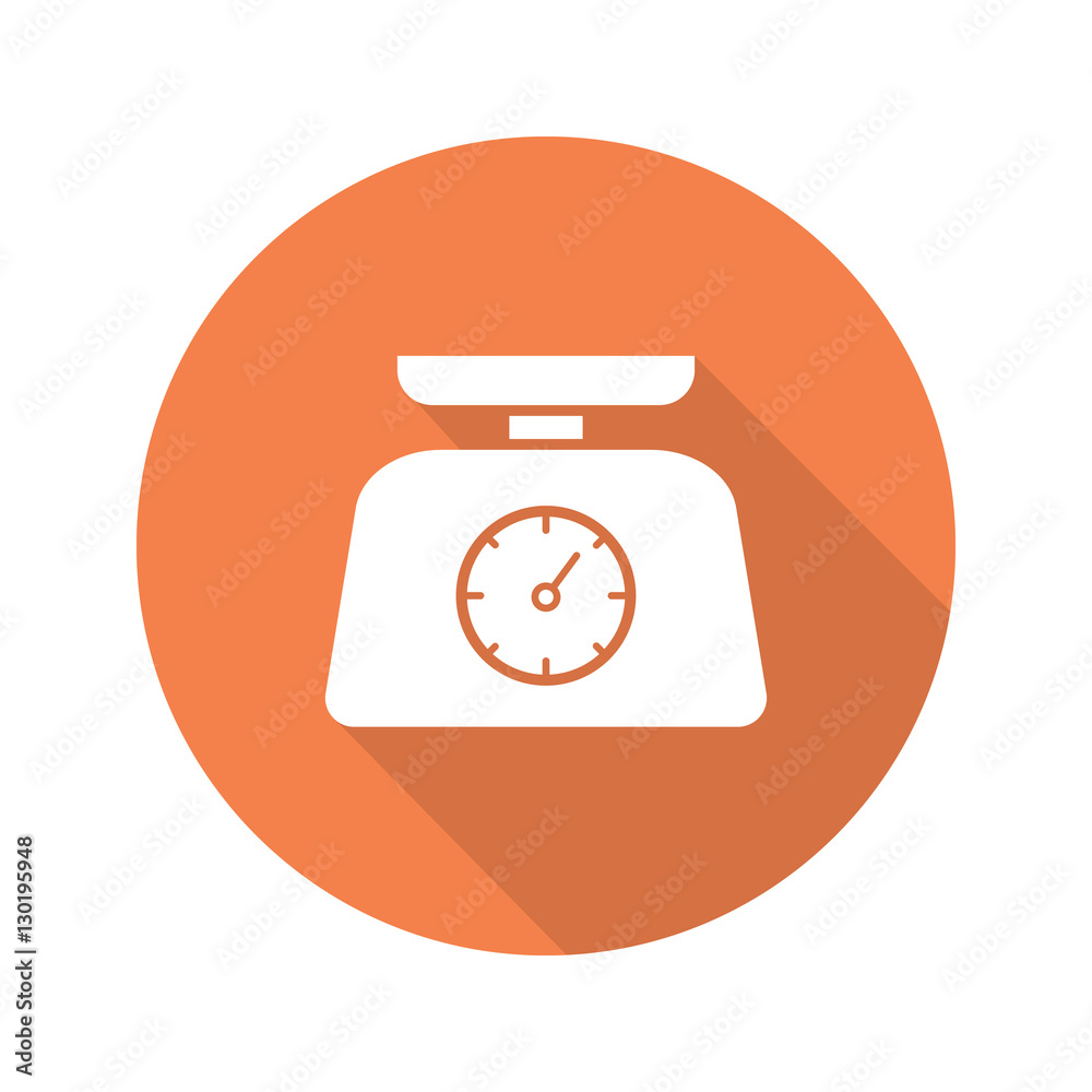 Kitchen food scales flat design long shadow icon Kitchen food scales flat design long shadow icon