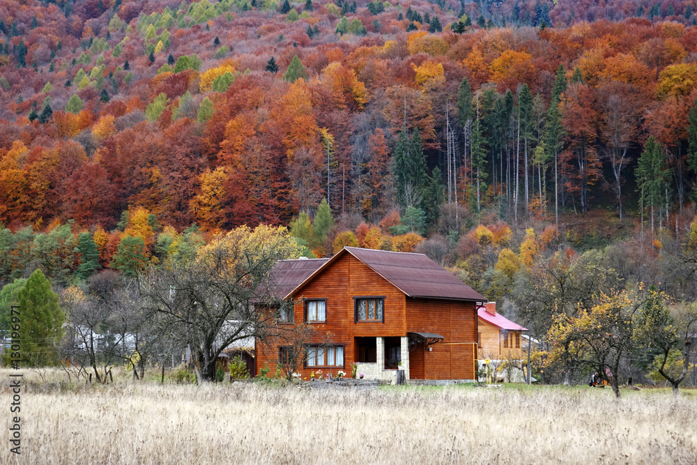 Carpathian village in autumn Carpathian village in autumn