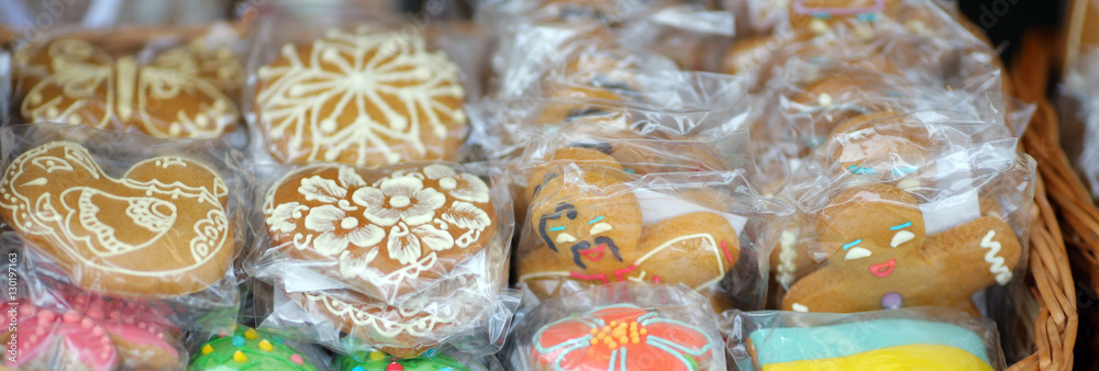 Christmas gingerbread and cookies in the package