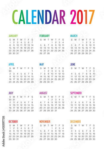 Year 2017 Calendar vector design template