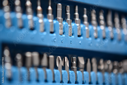set of screw driver in plastic box closeup