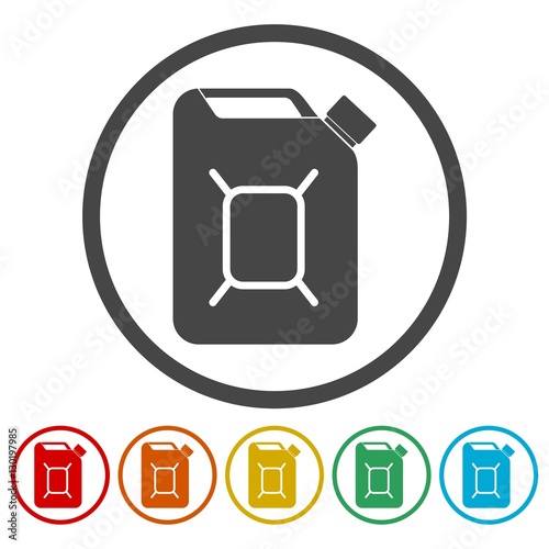 Jerrycan fuel icons set 