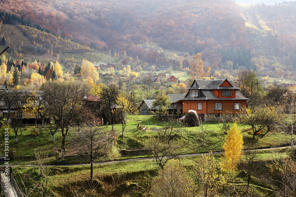 Carpathian village in autumn Carpathian village in autumn