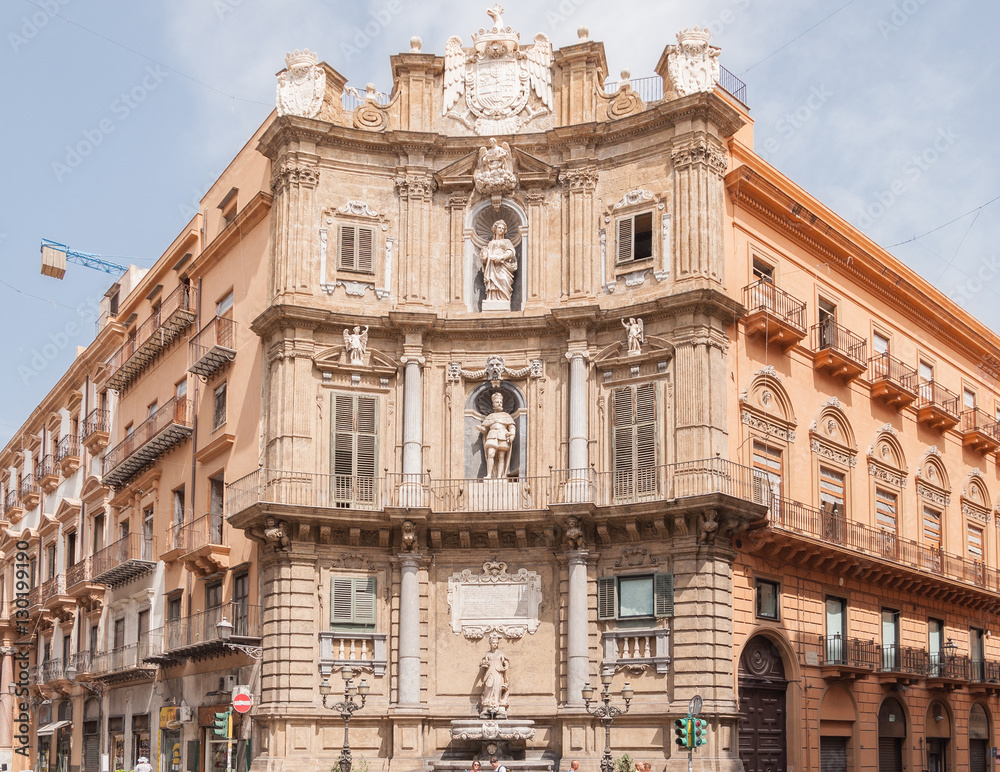 View of the Quattro Canti is a Baroque square in Palermo