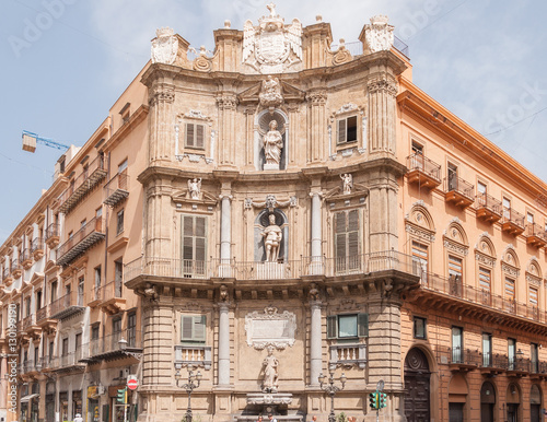 View of the Quattro Canti is a Baroque square in Palermo photo